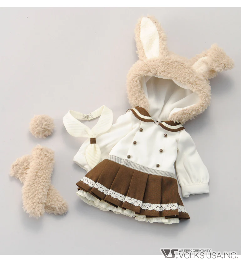 Fluffy Bunny Ear Dress (Cafe au Lait) - Image 4