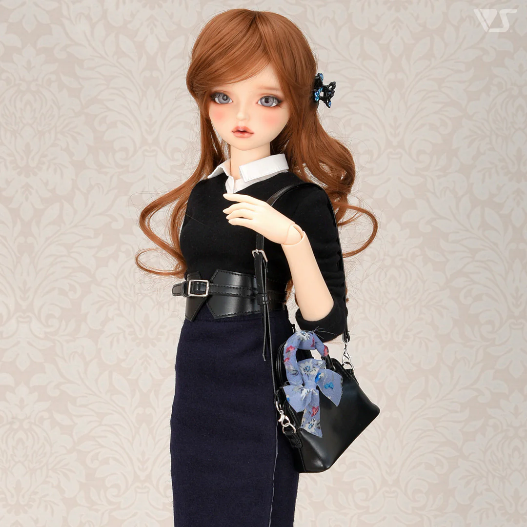 2 Way Shoulder Bag (Black Synthetic Leather) with Blue Scarf - Image 4