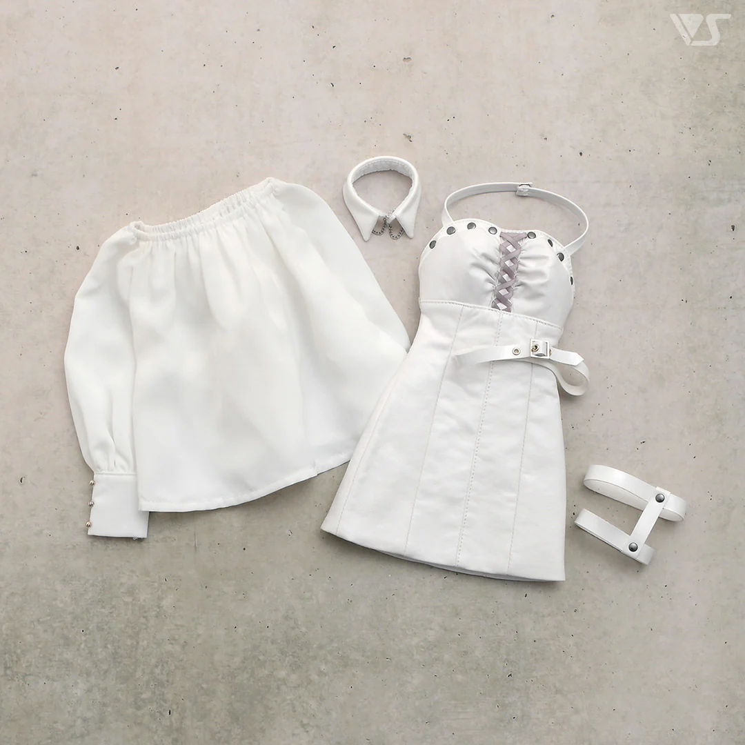 White Synthetic Leather Dress Set - Image 6
